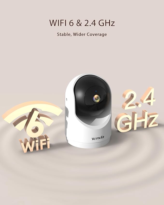 Tenda 2K Indoor Security Camera, WiFi6 Pet Camera for Home Security, 360°, 2-Way Audio, Motion Detection for Baby and Pet Monitor, Night Vision, Cloud & SD Card Storage, One-Touch Call (CP3-V3.0)