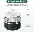 Gardner Pet Dog Bowls 1 Gallon (3.85L) Stainless Steel No Spill Dog Water Bowl, Slow Water Feeder Metal Bowls, Spill Proof Water Dispenser for Large Dogs, Promotes Healthy Hydration(Black)