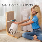 Cat Scratcher Scratching Post with 2 Cat Ball Toy Track Scratchers for Indoor Cats Scratching Board Cardboard L Shaped Scratch Pad for Cats as Beds & Furniture (1 Pack)