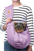 Tomkas Small Dog Sling Carrier - Zipper Pocket & Adjustable Strap - for 3-10 lbs Pets(Light Purple)