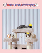 Cat Tree for Indoor Cats Large Adult, 74" Cat Tower with 3 Big Platforms, 2 Baskets, 2 Condos, Multi-Level Cat Scratching Posts, Muchroom GCT030MU