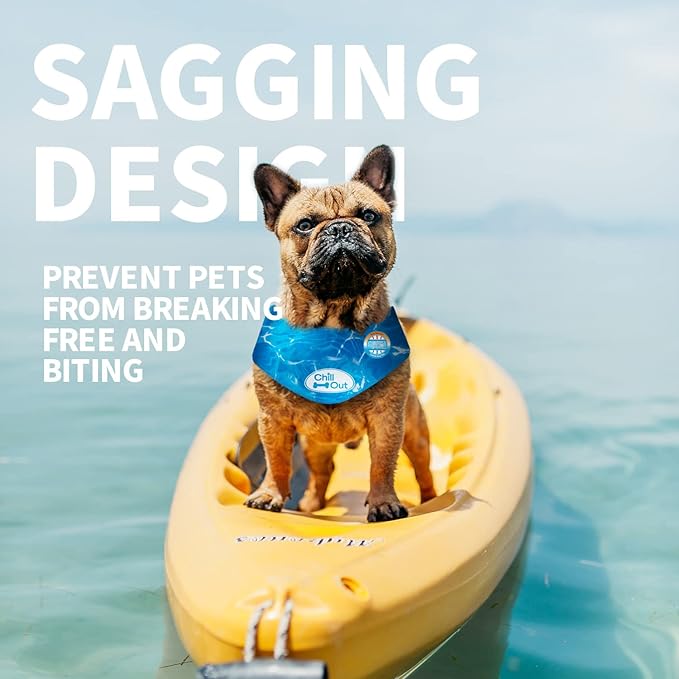 ALL FOR PAWS Cooling Dog Bandana, Ice Bandana for Dogs, Blue, XL, Modern Functional, Unisex, Summer, Dog Cooling Accessories, Neckwear, Water Repellent, Water Ripples Pattern, Pull On Closure