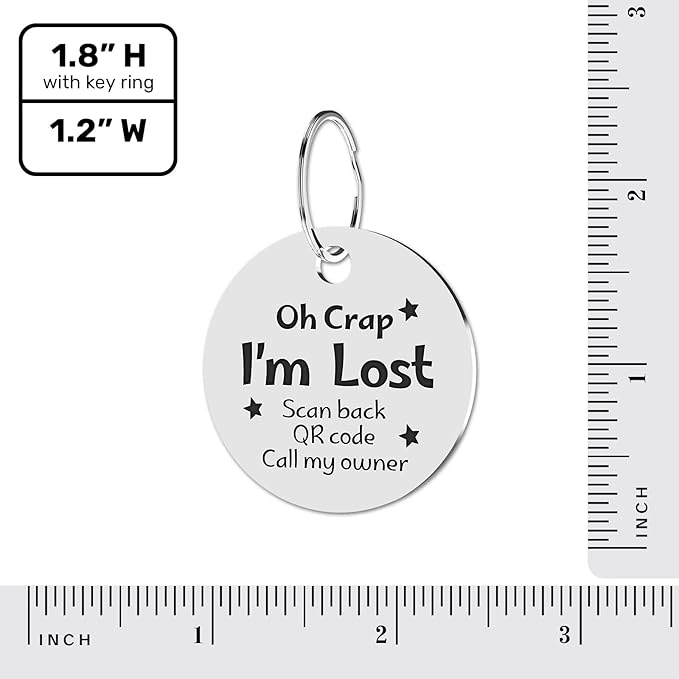 MyluckyTag Personalized QR Digital Dog Tag - Stainless Steel, Durable Pet ID, Collar Tag with Engraving, Online Pet Profile & Location Alerts