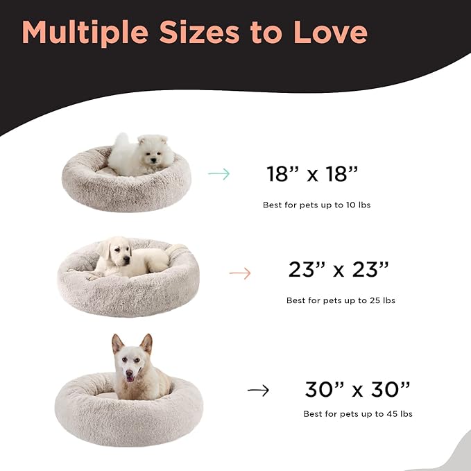 Best Friends by Sheri SnuggleSoft Faux Fur Calming Donut Bed for Dogs, Brown, Small, 23" x 23"