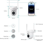 ZUMIMALL 5MP Outdoor Camera 2-Pack - 24/7 Recording Wired Power, Support 5GHz WiFi | Motion & Noise Detection, 360° PTZ Auto Tracking, Color Night Vision | IP66, Alexa Google Compatible