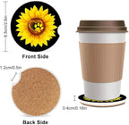 Ceramic Cup Holders Car Coasters for Women/Men,Cute Love Pattern Absorbent Drink Cup Car Holder Coasters with A Finger Notch 2.56" Pack of 2,Sunflower Dog Paw