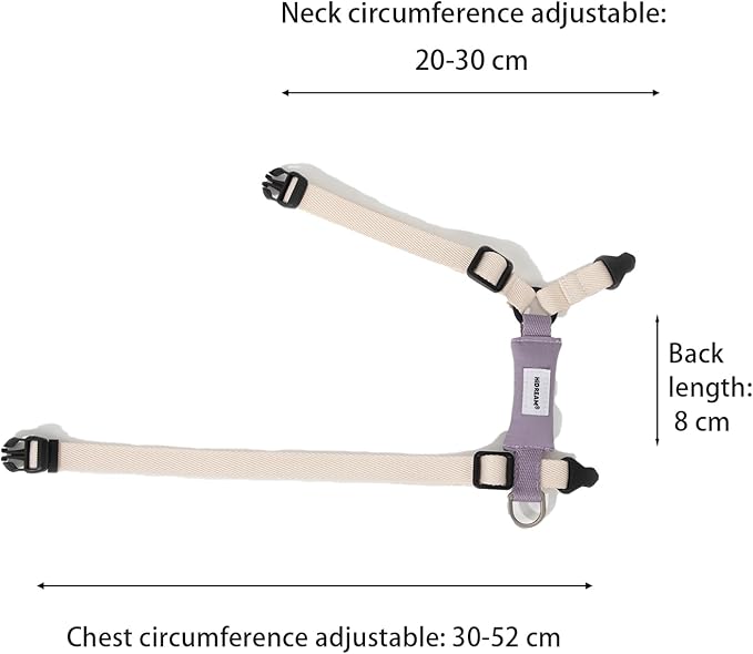 H-Shape Escape Proof Cat Harness & Leash Set - Plush Padded Back, Adjustable Neck/Chest, Lightweight, w/ 1.5cm Wide Leash for Kittens to Adult Cats (Cream and Purple)