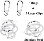 IVIA Dog Tag Clips / 2 Pack/Multiple Size 304 Stainless Steel Quick Clip with Rings/Easy Change Dog Cat ID Tag Holder for Small pet Collars and Harnesses.(2 Large Silver)