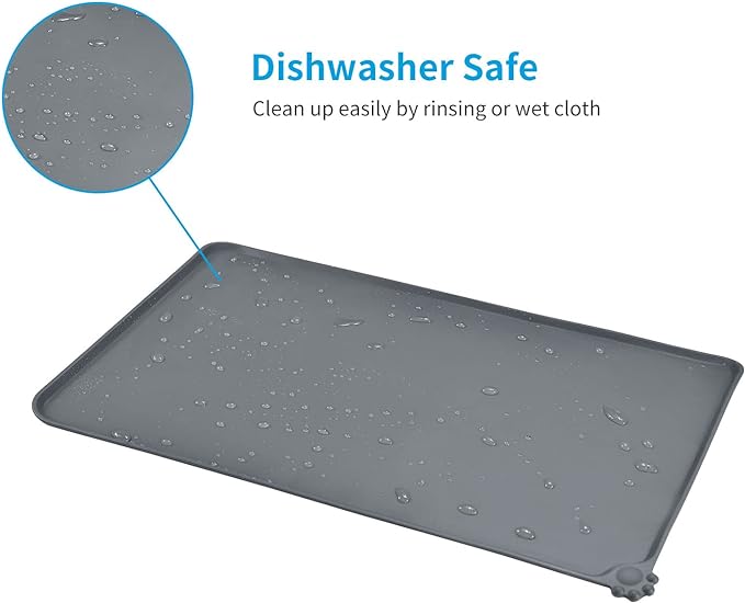 AUDWUD Silicone Waterproof Pet Feeding Mats,Anti Slip Bowl Pad,Dog Mat for Food and Water