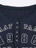 Xineicy Women's Y2K Long Sleeve Henley Tops Casual T-Shirts for Women Slim Fit Vintage Graphic Crop Tops