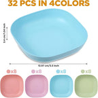 32 Pcs Fatigue Relief Cat Bowl 5.5 Inch Shallow Cat Food Dish Tray Wet Feeding Bowls Wide and Small Pet Plates for Short Legged Kitten,Ferrets,Kitten Shelter(Blue, Green, Pink, Beige)