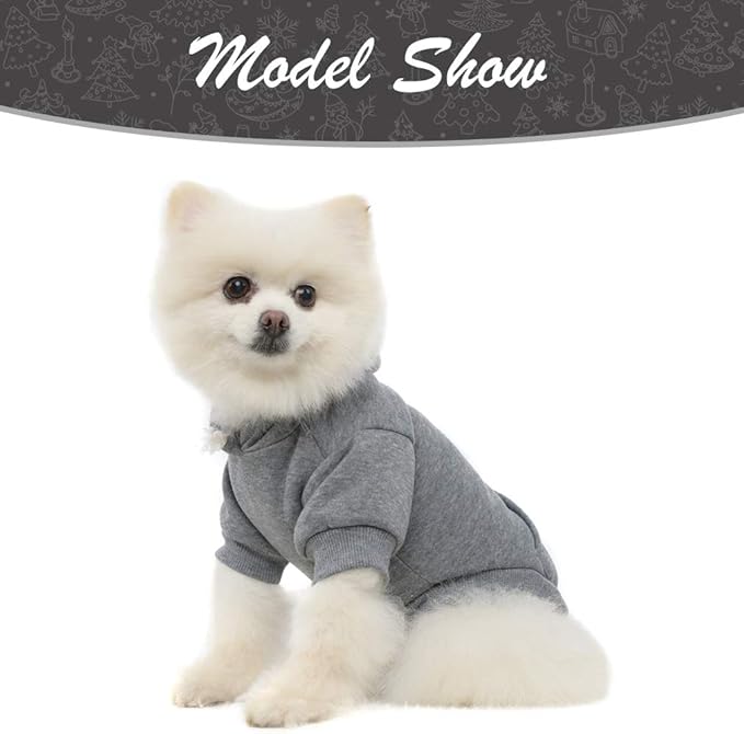 KOOLTAIL Basic Dog Hoodie - Soft and Warm Dog Hoodie Sweater with Leash Hole and Pocket, Dog Winter Coat, Cold Weather Clothes Sweatshirt for Small Medium Large Dogs Puppy Cat Boys Girls Grey S