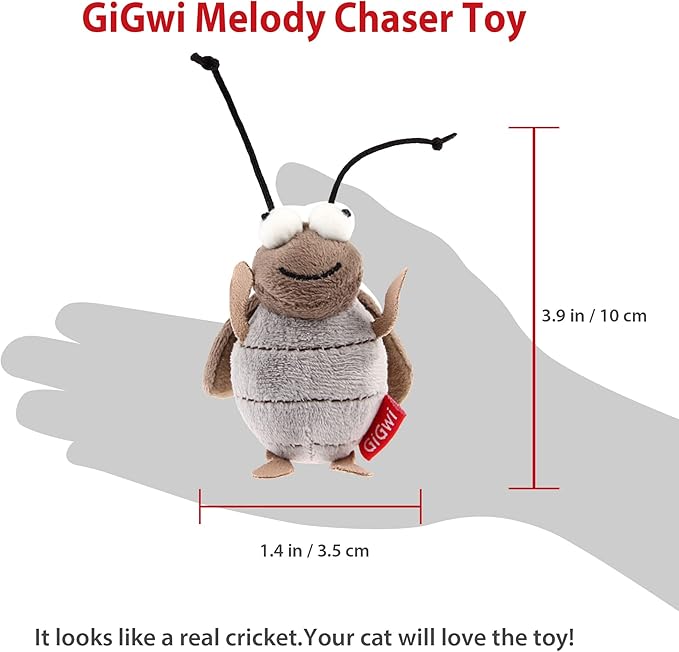 Gigwi Squeaky Cricket Cat Toy,Interactive Cat Toys Electronic Motion Activated Bug Sound，Automatic Cats Play Squeaky Toy for Indoor Fun