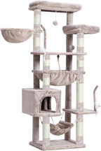 Cat Tree, Cat Tower for Large Cats with 2 Big Platforms, 2 Baskets, condo and Toys, 63" Cat Scratching Posts for Indoor Cats, Muchroom GCT020MU