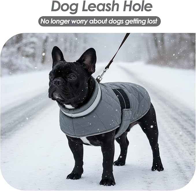 Dog Winter Coat Warm Padded Puppy Jacket Windproof Water Resistant Clothes for Small Medium Large Pets Christmas Sweater Outfit Vest(Grey, XS)