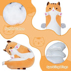 Long Cat Plush Body Pillow, Cute Cat Plush Toy Pillows with Wings, Stuffed Animals Kitten Soft Plushies Gifts for Kids Girls Girlfriend(Yellow, 43.3in/110cm)