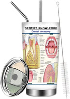Dental Anatomy Tumbler Mug Dentist Knowledge Travel Mug, 20oz Stainless Steel Tooth Anatomy Coffee Mug Medical Teeth Tumbler 1 Doctor Nurse School Vacuum Insulated Travel Tumbler with Straw Lids
