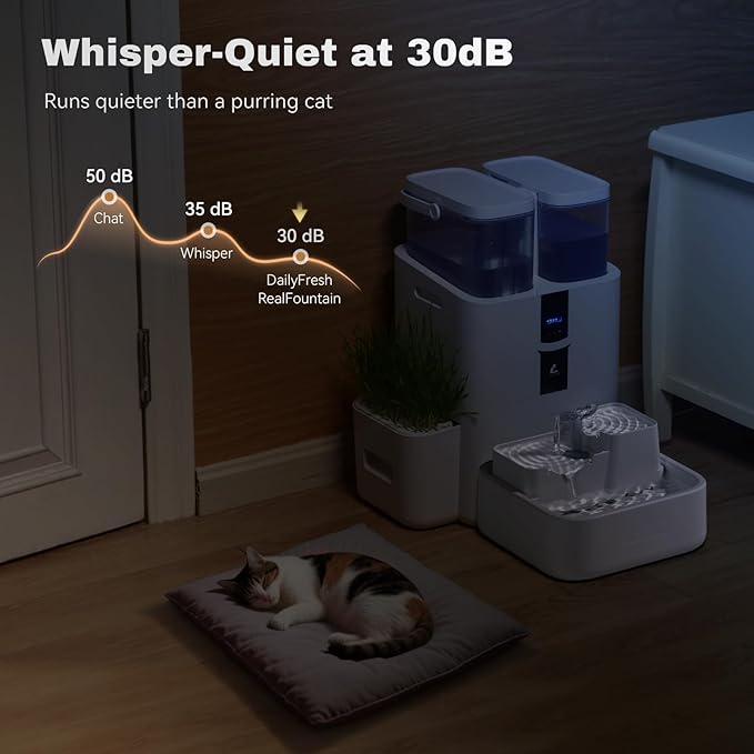 Automatic Cat Water Fountain 10L/338oz Self Filling and Cleaning, Pet Water Dispenser with Filter System for Dogs, 5G Wi-Fi Smart Bowl Wastewater Separation & No Slimy with Quiet Pumps