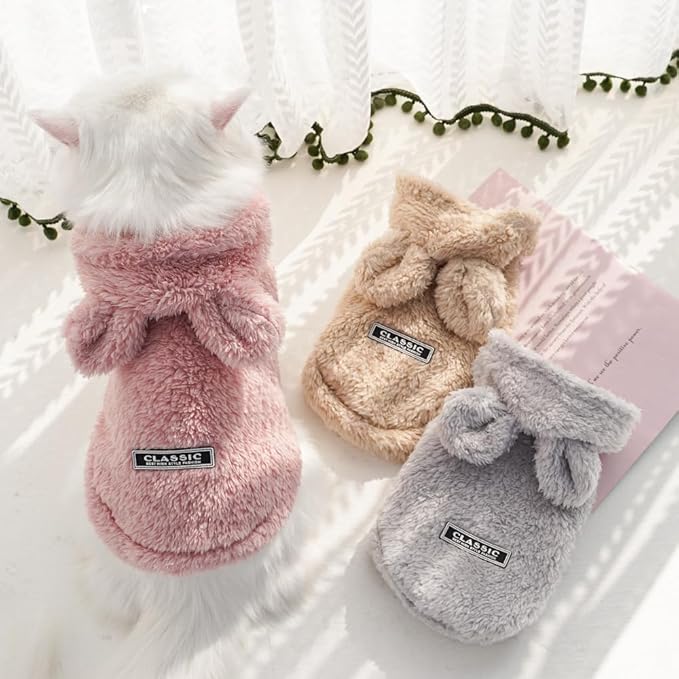 Cat Bunny Ears Costume Cute Dog Kitten Hoodies Sweater Rabbit Ears Puppy Pet Apparel (XXX-Large,Gray)