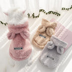 Cat Bunny Ears Costume Cute Dog Kitten Hoodies Sweater Rabbit Ears Puppy Pet Apparel (X-Large,Gray)