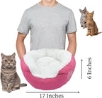 Evelots Warm Pet Bed for Cats or Small Dogs - Calming, Anti-Anxiety, Soft, Cozy Donut Cuddler -Removeable Fluffy Sherpa Insert- Machine Washable -Fleece Lining- Non-Slip Bottom -Assorted Colors