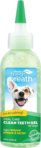 TropiClean Fresh Breath Dog Toothpaste for Teeth Cleaning, Breath Freshener, Easy to Use Plaque & Tartar Remover Gel, No Toothbrush Needed, 4oz.