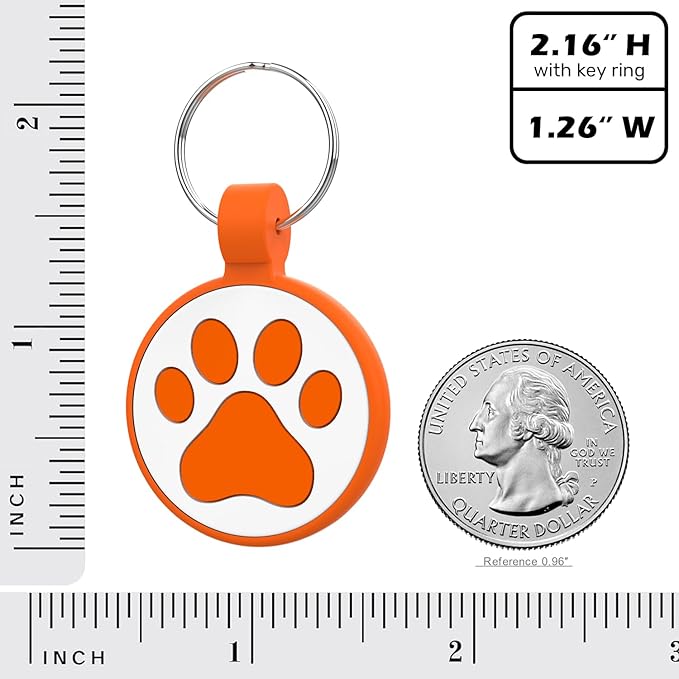 QR Code Cat Tag, Modifiable Pet Online Profile Display Page, Multiple Emergency Contact, Silicone Cat Tag, Lightweight, No Jinging, Collar Accessories (Medium to Large Breeds - 1.25", Orange)