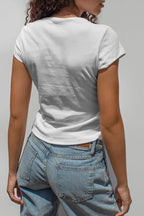 Y2k Womens Graphic Baby Tee Slim Fit Short Sleeve Crop Tops Funny Letter Animal Print Shirts 90s 2000s Streetwear