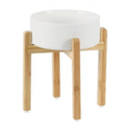 Ceramic Elevated Dog Bowl Set - Large Breed Dog Food and Water Bowl, Weighted Dishes (8.2'', 60OZ, White)