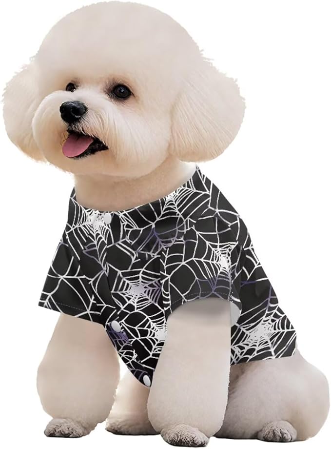 Spider Web Dog Shirts Girl Boy Puppy Clothes Cat T Shirt Soft Short Sleeve Tee Shirts for Small Dogs Girls Lightweight Chihuahua Yorkie Shih Tzu Pomeranian Halloween Outfits for Party