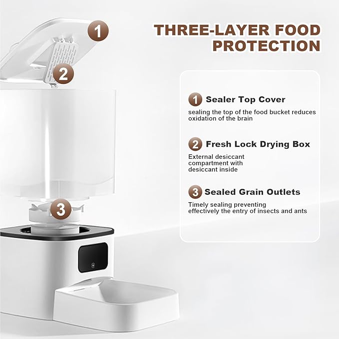 Gugxiom 6L Automatic Cat Feeder for 2 Cats, Cat Food Dispenser, Large Capacity Double Bowls Detachable, Smart APP Control Pet Food Dispenser