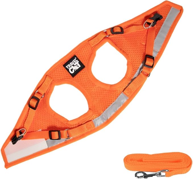 Travel Cat Harness and Leash Set - Adjustable Fit Mesh Cat Harness and Reflective Strap - Comfort Walking Vest for Kitten for Outdoor Walking, Hiking (Extra Small, Orange)