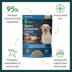 ULTIMATE PET NUTRITION Nutra Complete Bone Broth Infusions, 100% Freeze Dried Raw Veterinarian Formulated Dog Food with Antioxidants Prebiotics and Amino Acids (1 Pound, Bone Broth Fish)