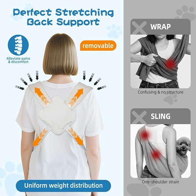 Sling Carrier for Carry Small Dogs and Cats,Soft Waffle Pattern Portable Pet Front Backpack，Reducing Back Pain, for outings,Travel, for Small Pet Up to 13lb,Grey