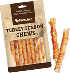 Afreschi Wrapped Turkey Tendon with Brown Rice Stick 3.5 oz, USA-Sourced Turkey Tendon, Dog Treats for Wrapped Series, All Natural Human Grade Dog Treat, Hypoallergenic, Rawhide Alternative