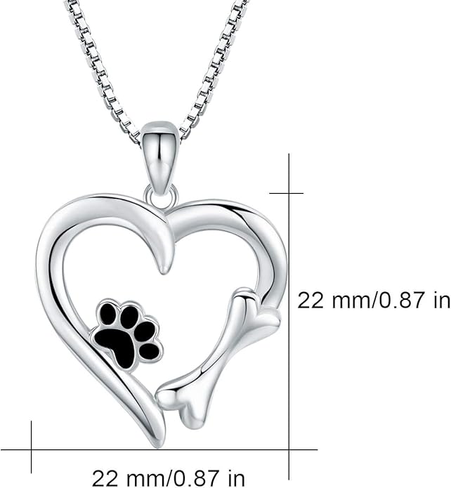 MEDWISE 925 Sterling Silver Dog Paw Print/Rabbit/Panda/Frog Necklace Pendant Heart Necklace Jewelry Gifts for Women Ladies Wife Mother Daughter Granddaughter Birthday Christmas