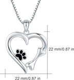 MEDWISE 925 Sterling Silver Dog Paw Print/Rabbit/Panda/Frog Necklace Pendant Heart Necklace Jewelry Gifts for Women Ladies Wife Mother Daughter Granddaughter Birthday Christmas