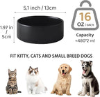 Ceramic Set of 2 Dog and Cat Bowls - Classic Food & Water Bowl for Kitty, Cats and Toy Breed Dogs, Weighted Dog Dishes, Food Grade Pet Bowl, Dishwasher & Microwave Safe (5.1'', 2*16OZ, Black)