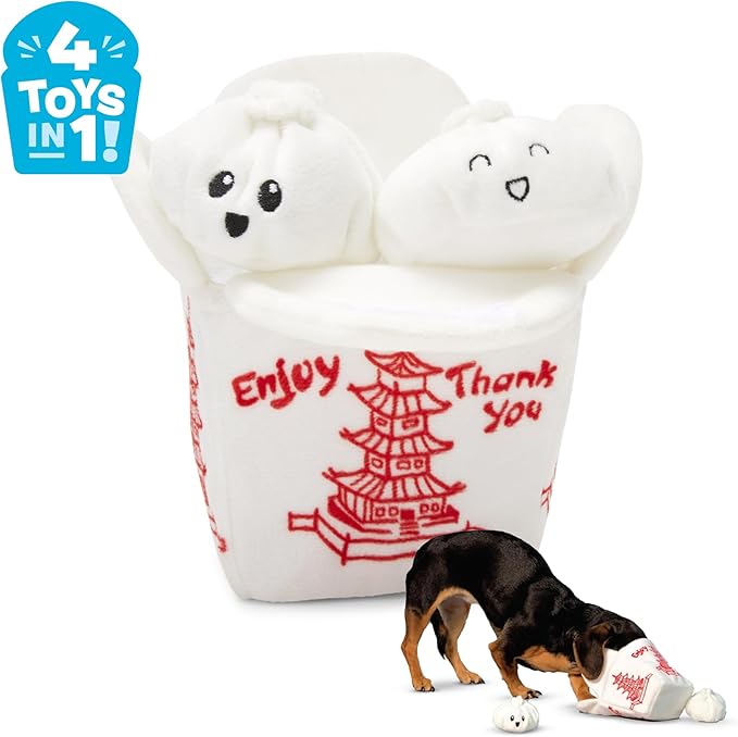 Barkbox Dog Toy 2 in 1 Interactive, Plush Exterior Material & Squeaker, Tearable Dog Toy with Squeaky Ball Inside, Ideal for Toy Destroyers - Andi's Dumpling, Small