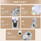 Automatic Cat Feeder Water Dispenser with Stainless Steel Bowl Dog Gravity Food Waterer for Small Medium Pets 1 Pack (Dark Grey)