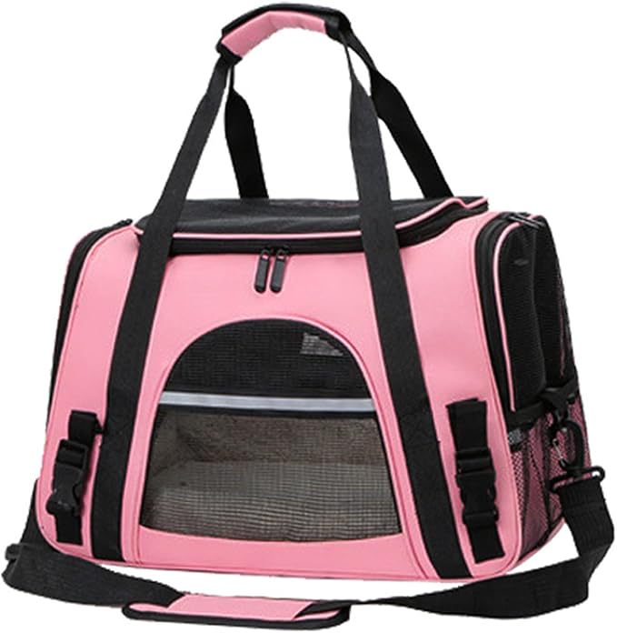 Expandable Cat Carrier for Travel, Soft-Sided Pet Carrier for Cats and Small Dogs, Airline Approved, Comfortable & Breathable Cat Carrying Bag with Adjustable Strap for Daily Use & Airplane(Pink)