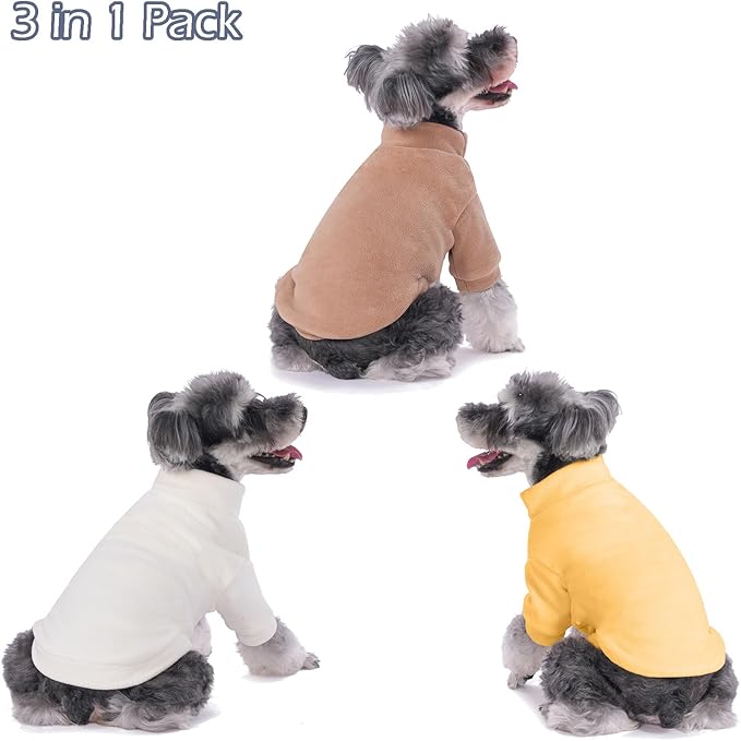 Dog Sweater, 3 Pack Dog Sweaters for Small Dogs Girl Boy, Ultra Soft Warm Puppy Clothes Coat for Winter (Camel+Beige+Yellow, XX-Large)
