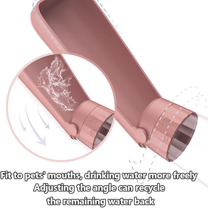 Portable Dog Water Bottle for Walking Pet Travel 19 OZ Leak proof Water Bottle Bowl with Drinking Feeder Cat Puppy Water Dispenser for Hiking Camping Pink