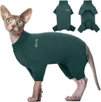 ROZKITCH Pajamas for Cats, Breathable Cat Sweaters for Cats Only, Pet Coat with Four Legs, Warm Sweater T-Shirt Pajamas Jumpsuit Vest Cornish Rex Devon Rex Peterbald DarkGreen S