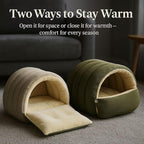 2026 Cozy Cat Cave Removable and Washable Winter Closed-Off Cat Bed Upgraded Cat Winter Bed with Soft Plush Cushion Warm Enclosed Sleeping House for Indoor Cats and Small Dogs (Beige, Large)