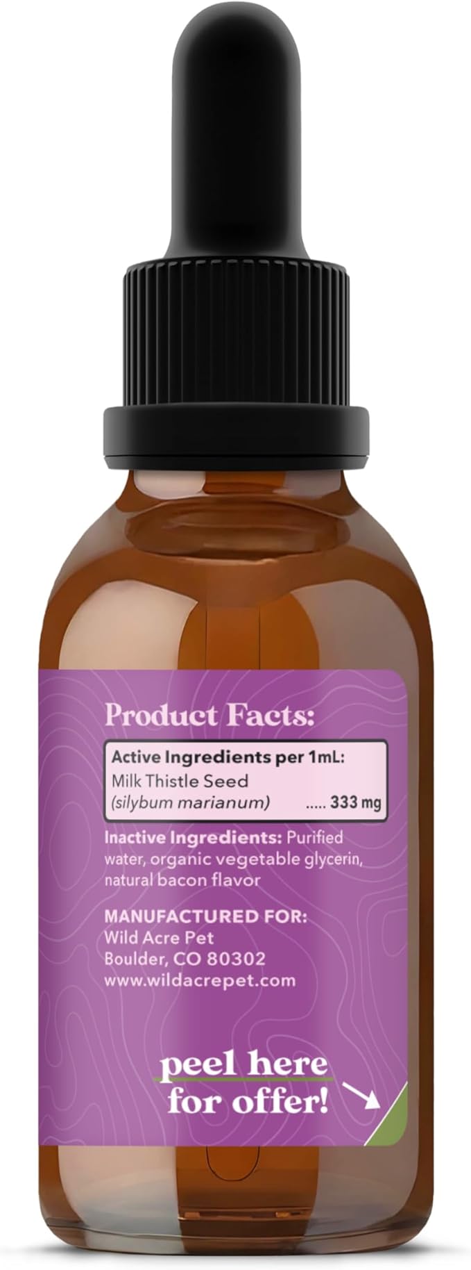 Wild Acre Milk Thistle for Dogs - Max Strength Liver Support, Cleanse & Detox - Natural Bacon Flavor - Simply Add to Food - Picky Pup Approved, 2 oz (60mL)