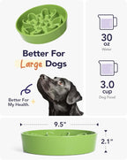 LE TAUCI Slow Feeder Dog Bowls Ceramic, 3 Cups Slow Feeding Dog Bowl Medium Large Breed, Pet Bowl for Fast Eaters, Puzzle Pet Dishes,Clover Green