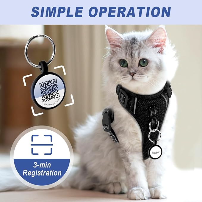 Dog Tags Personalized,QR Code Smart Pet ID Name Tag,Instant Location Alerts,Easy Online Profile Updates,No Fees,No Apps,Anti-Lost,Waterproof Silicone Dog Cat Tag for Small,Medium,Large Dogs(Black)