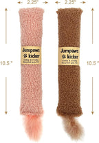 2 Pack Natural Interactive Catnip & Silvervine Cat Kicker with Tail, Bite Resistant Chew Toy, Crinkle Kicker, Accessories for Indoor Cat, Sherpa Material