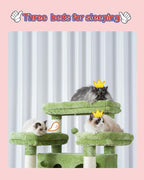 Cat Tree for Indoor Cats Large Adult, 74" Cat Tower with 3 Big Platforms, 2 Baskets, 2 Condos, Multi-Level Cat Scratching Posts, Green GCT030GR